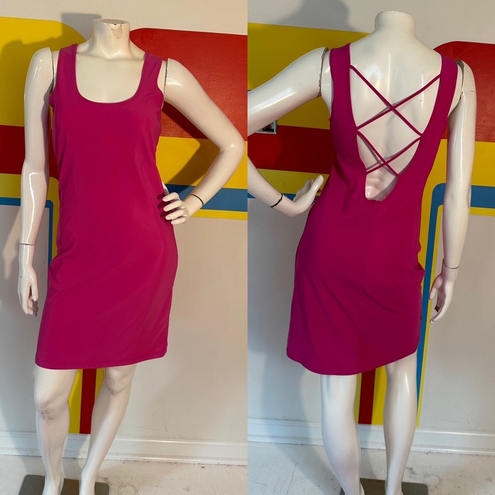 1990s vintage body con Fredericks of hollywood pink minidress sz m